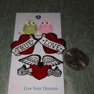 3 Piece True Love Rise Above Heart Pins Brooches Valentine's